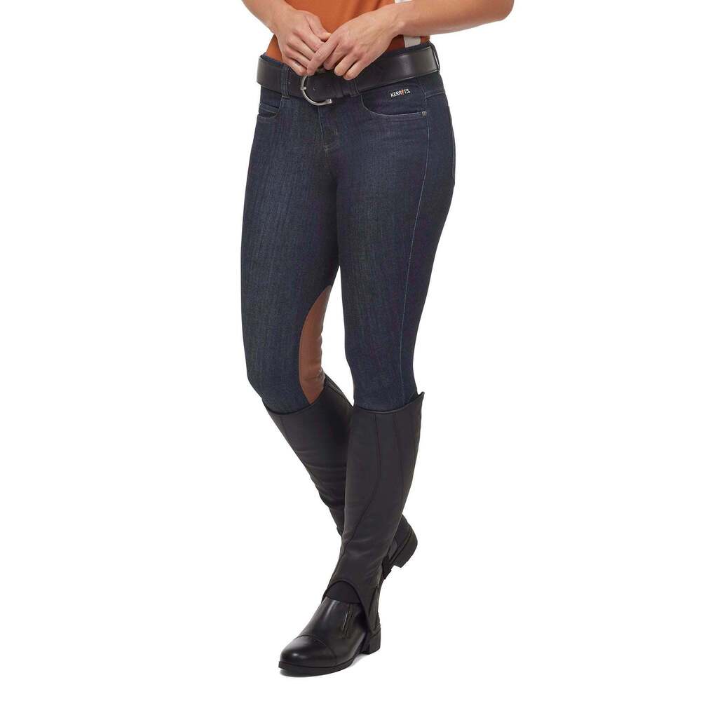 Kerrits Activewear Stretch Denim Knee Patch Riding Breech Size SDENIM / S